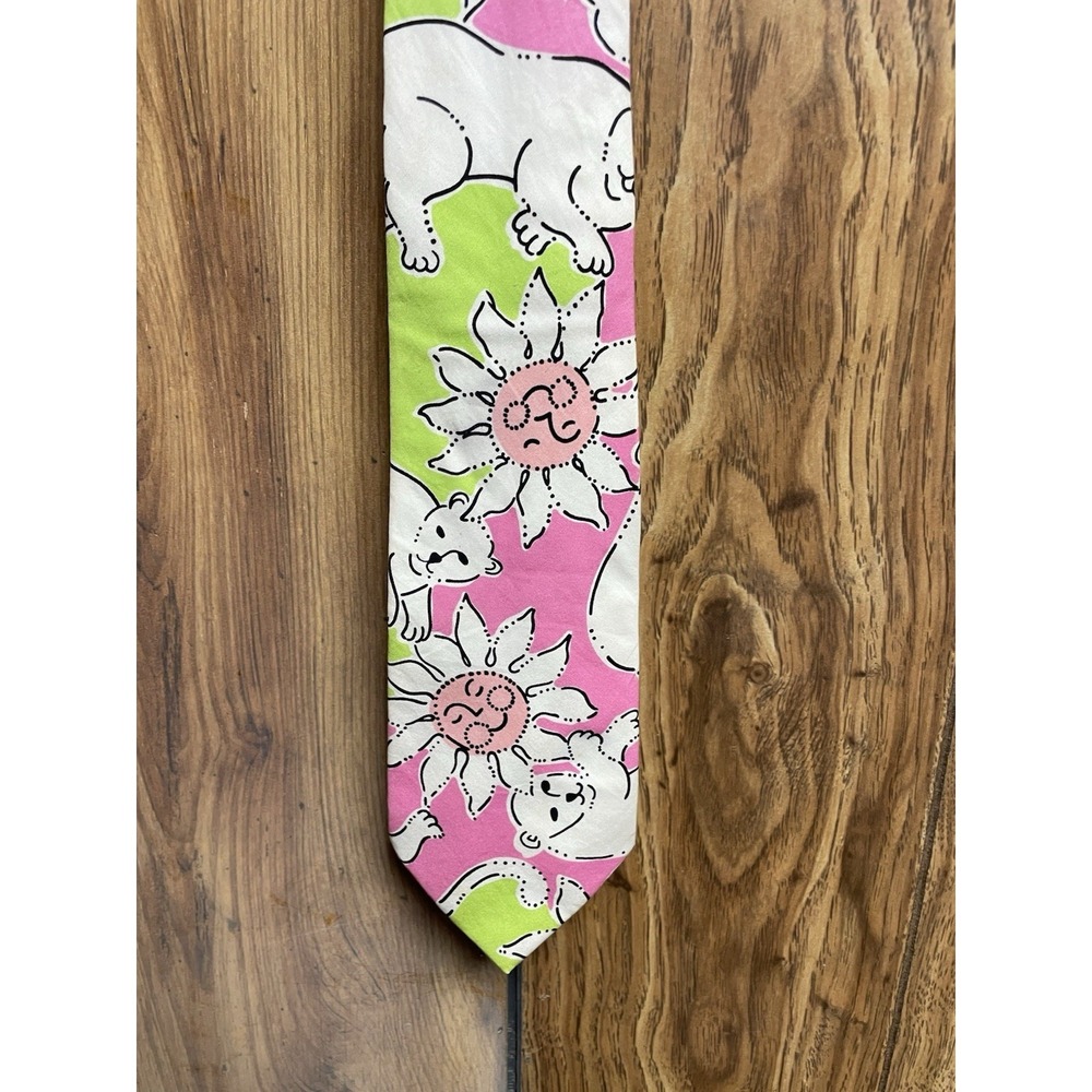 RARE‎ 2012 Lilly Pulitzer French Fried Sunshine NeckTie Flower Whimsical Pattern